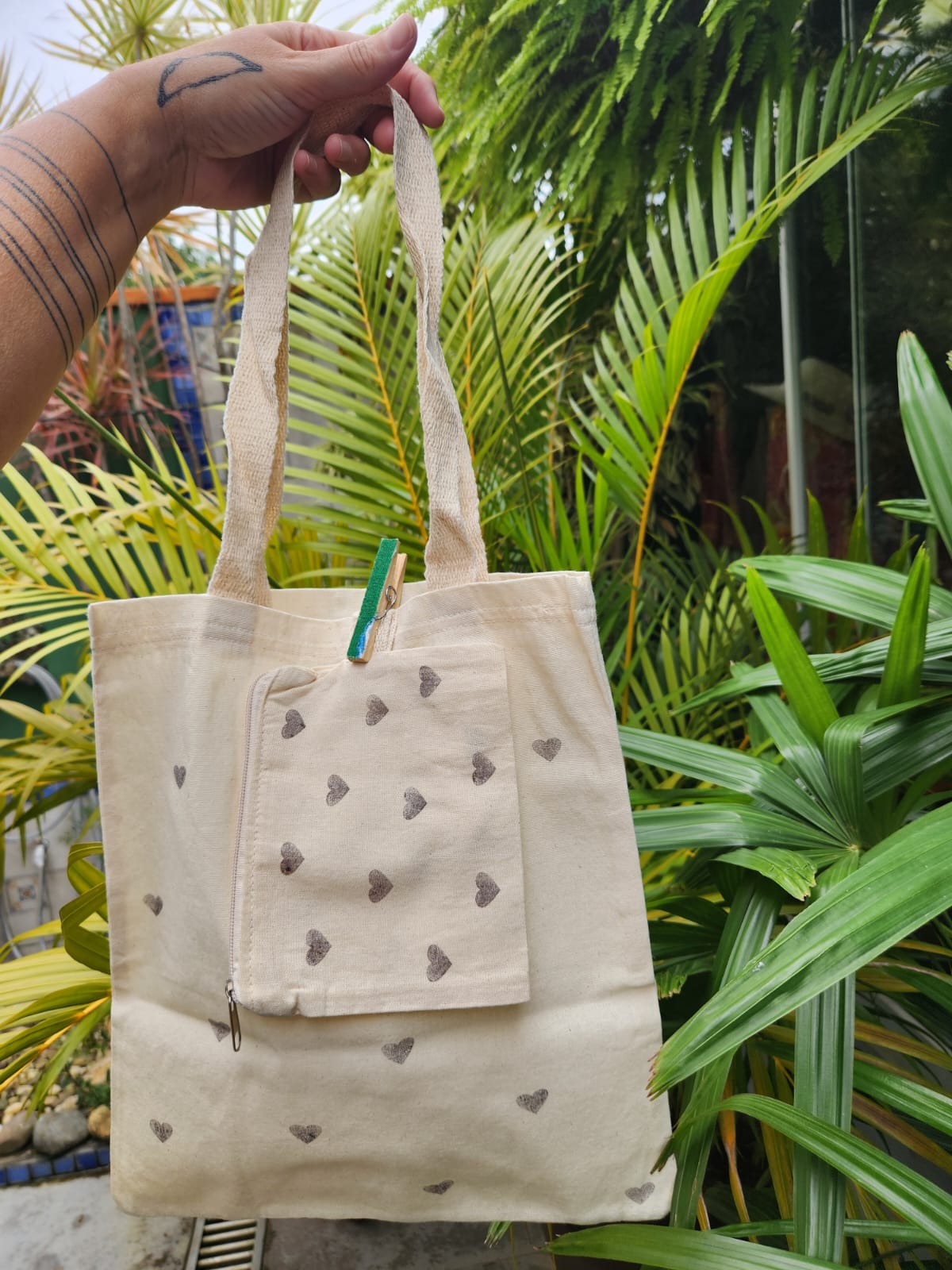 Kit Ecobag + Necessaire de algodão cru - natureza